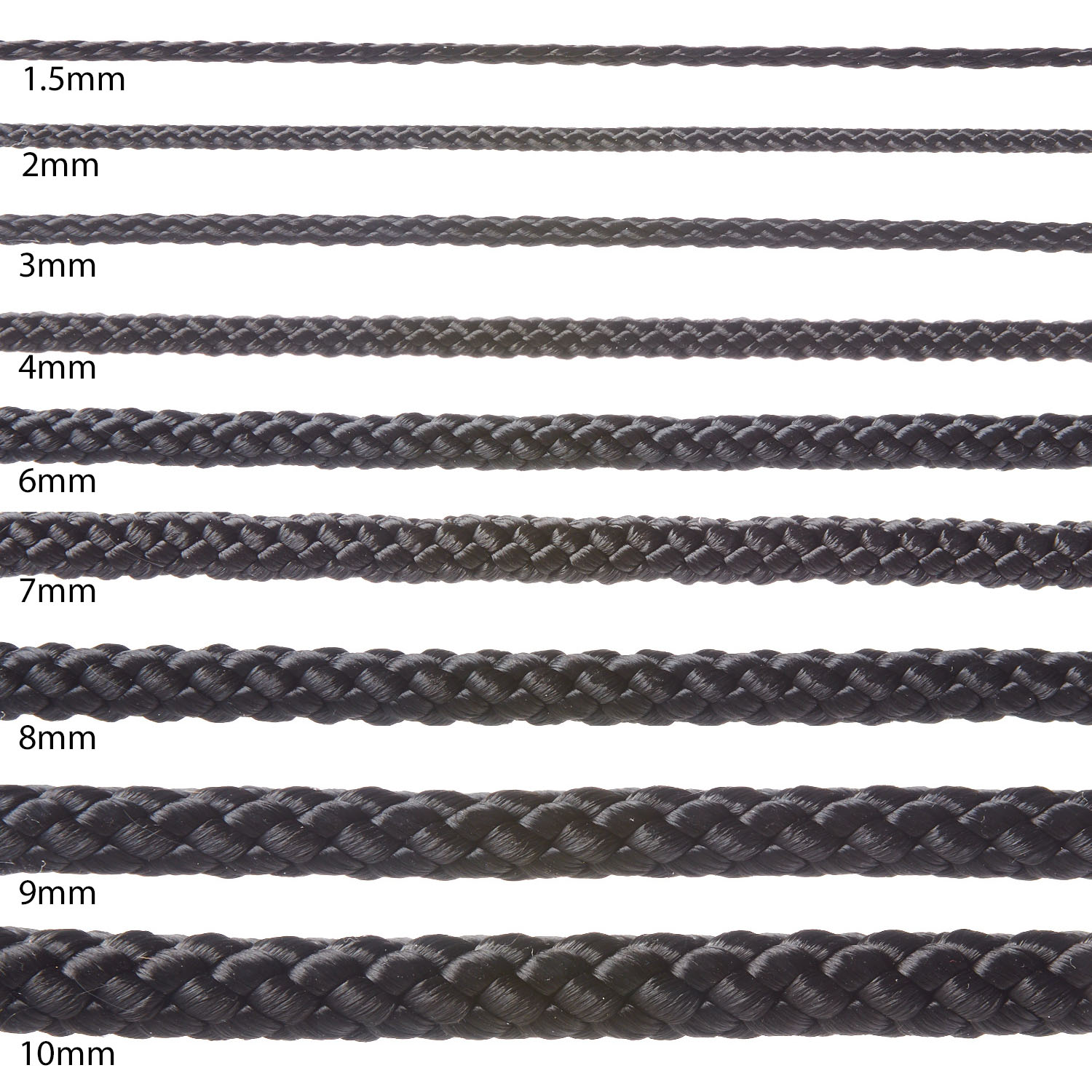 Polypropylene Braided Cords Sizes 1.5mm 2mm 3mm 4mm 6mm 7mm 8mm 9mm 10mm