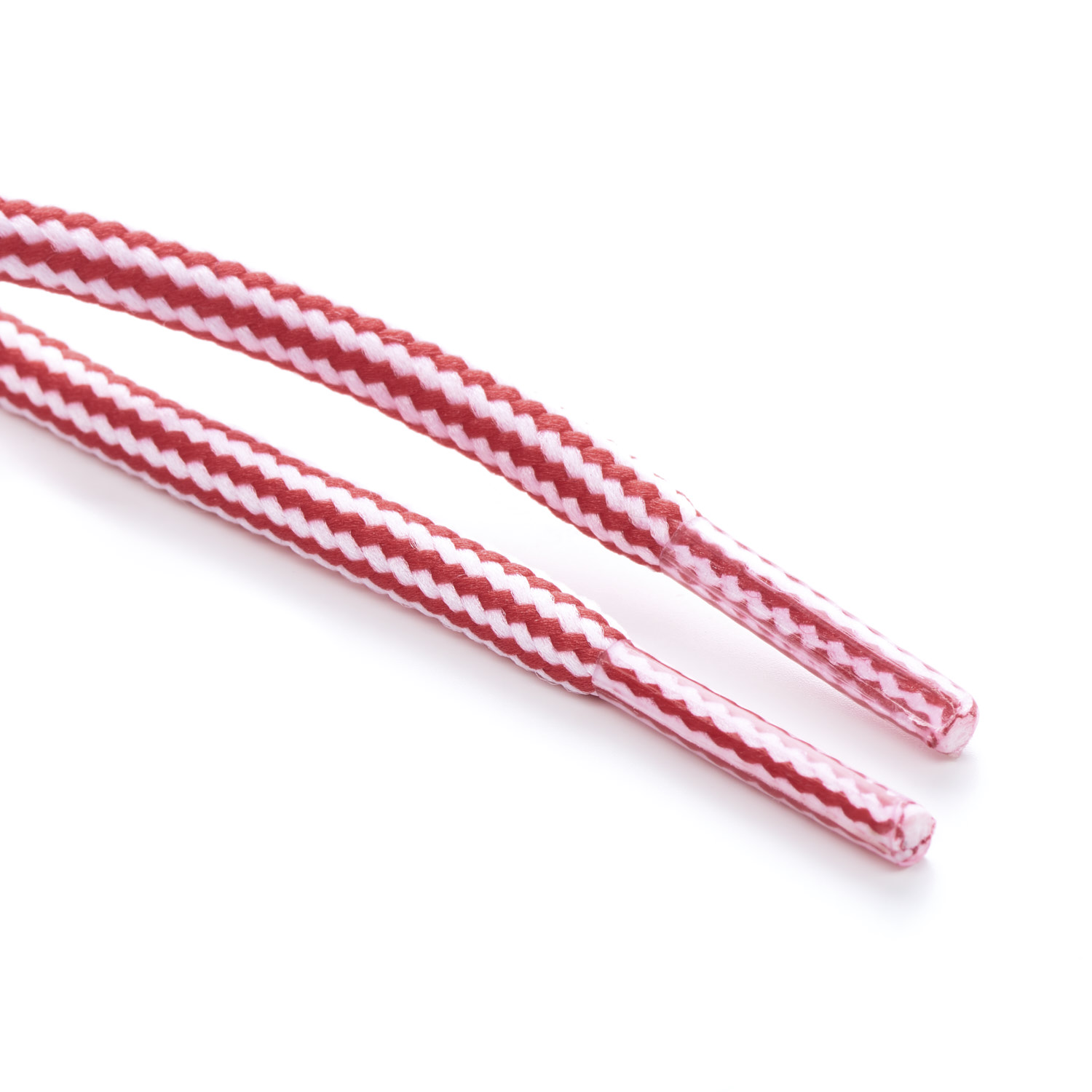 5mm Round Cord Stripe Shoe Laces Rosemadder Red & Optic White