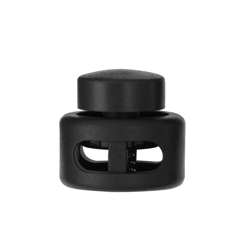Plastic Drum Toggle 2 Hole Cord Lock Black Hoodies, joggers, shorts, tracksuits, rucksacks, backpacks, lanyards, luggage, PE bags, shoe laces, coats, tents, sportswear, sewing & crafting, indoor/outdoor DIY projects