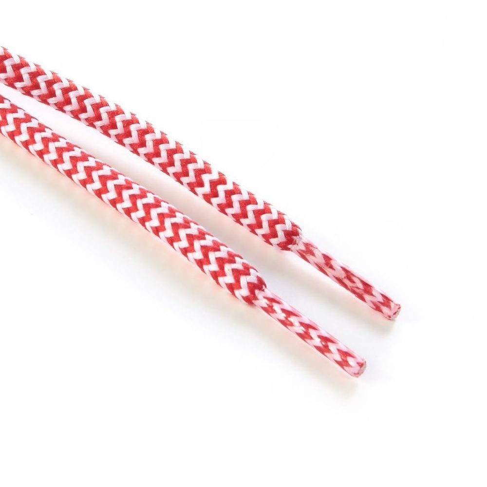 5mm-Round-Cord-Herringbone-Shoe-Laces-Rose-Madder-Red-White
