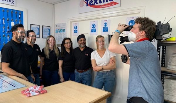 Cherry and Kalsi Family at Textile Enterprises Filming for BBC